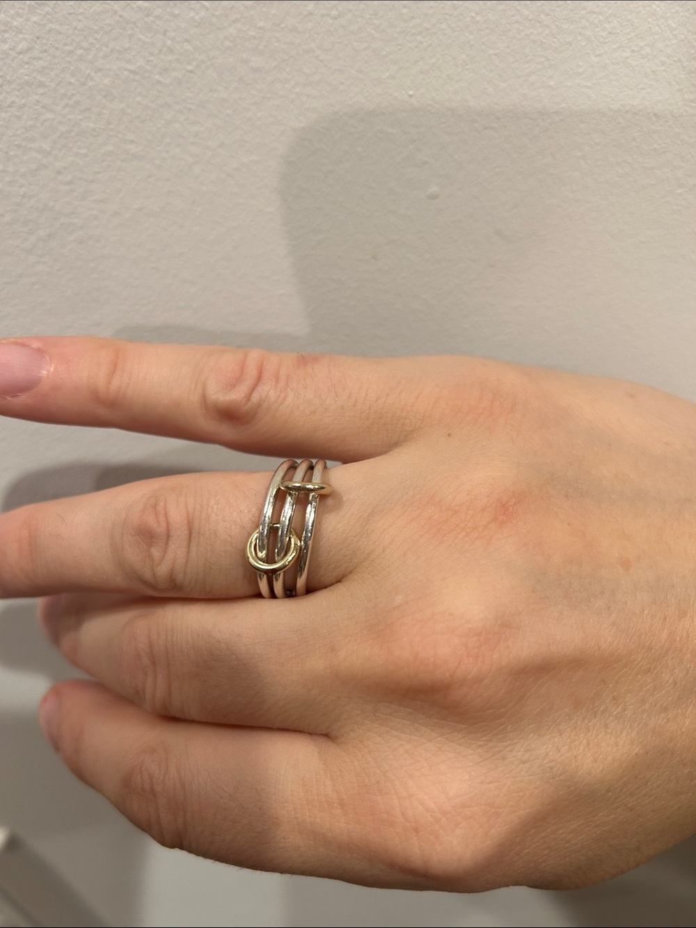 Mixed Metal Knot Triple-Band Ring in Silver and Gold